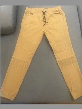 Iron Co. Men's Khaki Stretch Twill Moto Jogger Pants Size M (32-34)